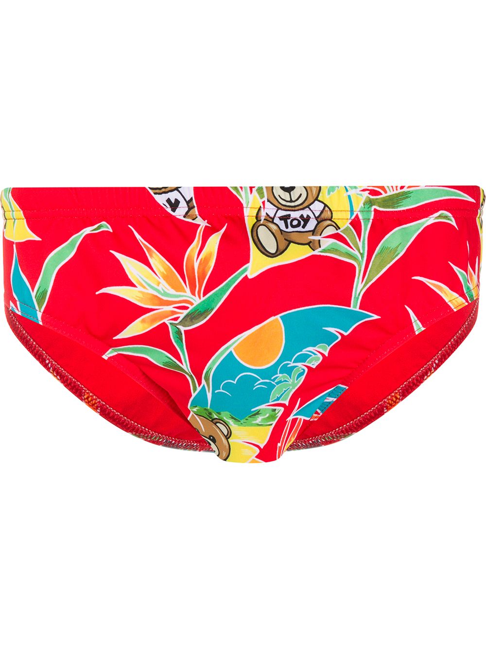 Moschino Leaf Print Swimming Trunks In Red
