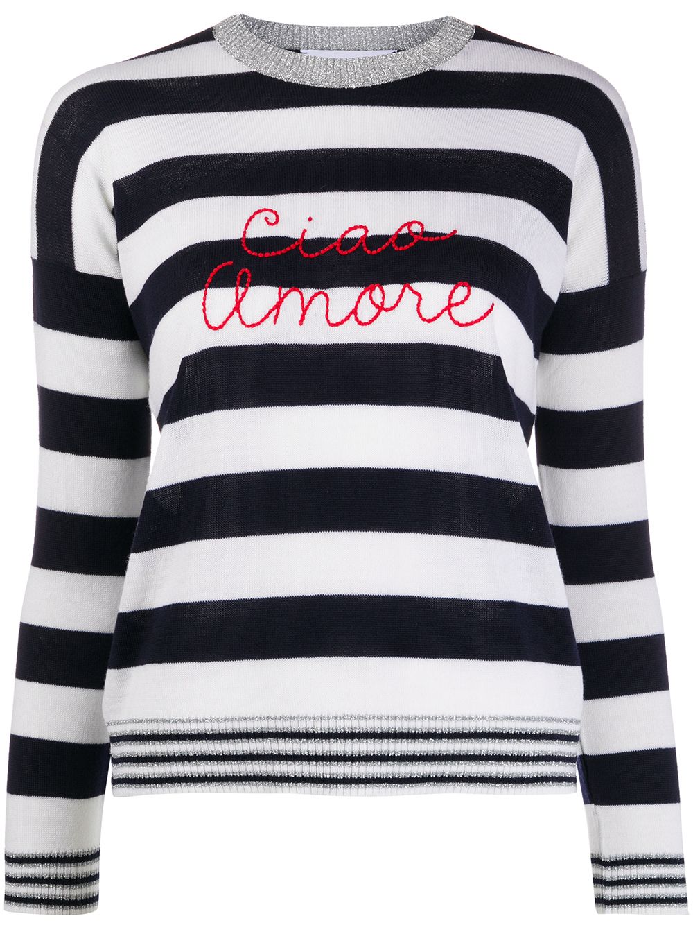 Shop Giada Benincasa Slogan Striped Jumper In White