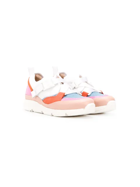 Chloé Kids contrast-panel cross-strap trainers