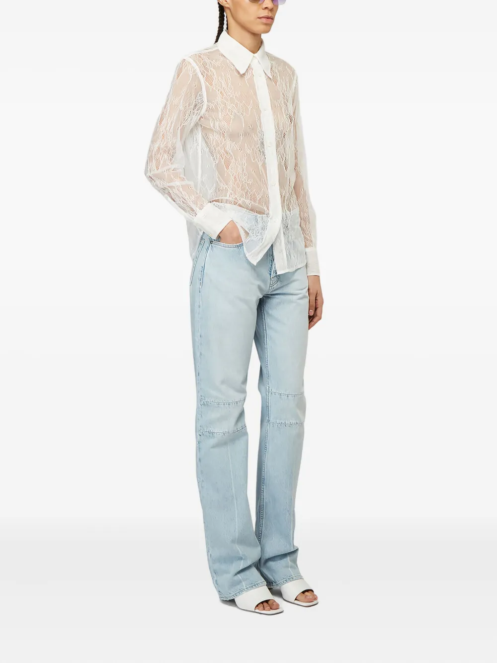 OUR LEGACY Blouse met bloemenkant - Wit