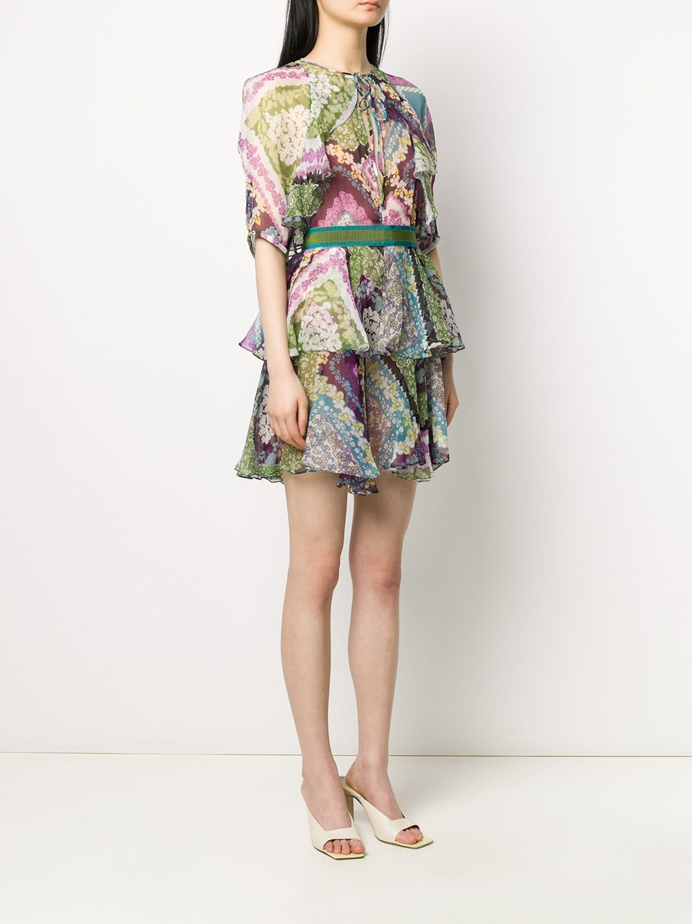 фото Dsquared2 многослойное платье с цветочным принтом
