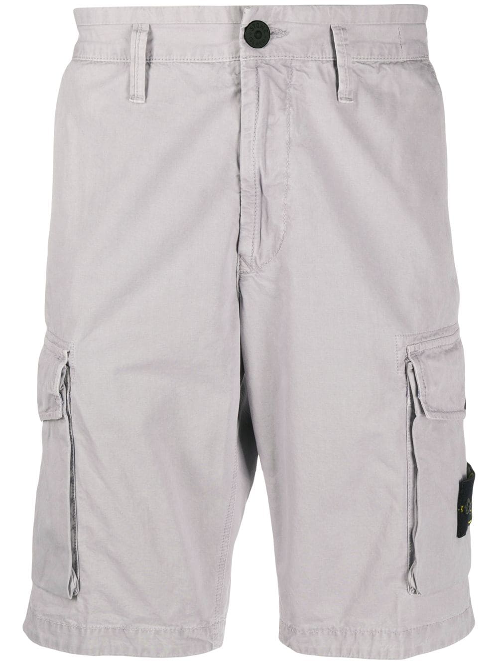 Stone Island Logo Patch Cargo Shorts In Grey