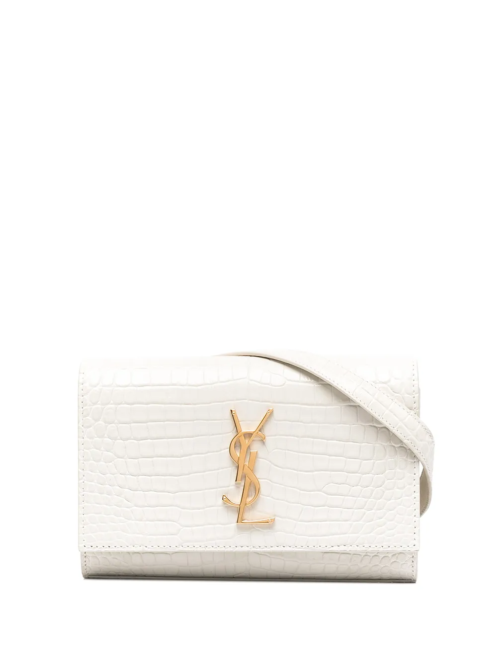 Click to view more detailed imagery on our partner's website Saint Laurent Kate Crocodile-embossed Belt Bag In Neutrals