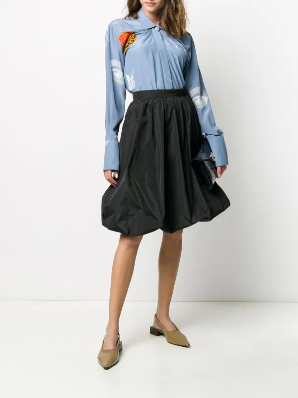 スカート PATOU SK0800190.5067 Skirts Patou Signature Pleated Midi Skirt - Black - Women