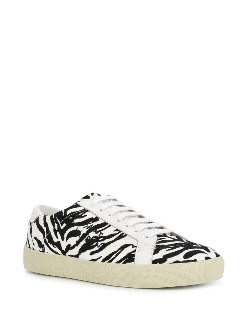 Shop Saint Laurent Court Classic Sl/06 Zebra Print Sneakers In Black