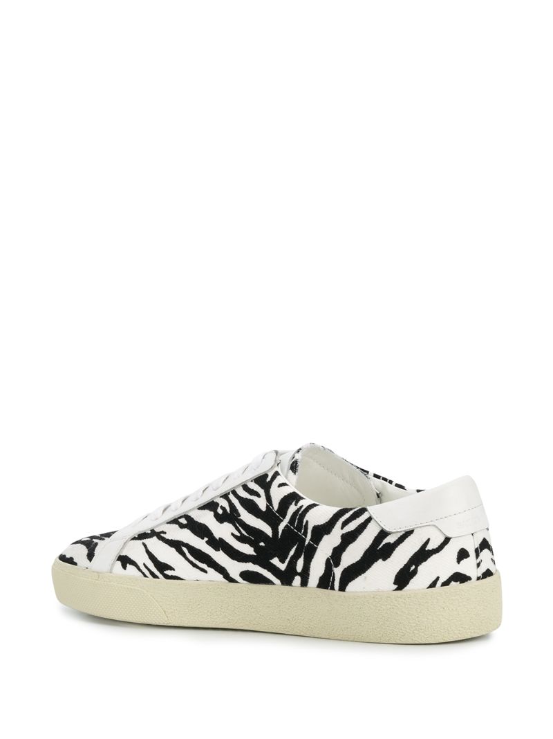 Shop Saint Laurent Court Classic Sl/06 Zebra Print Sneakers In Black