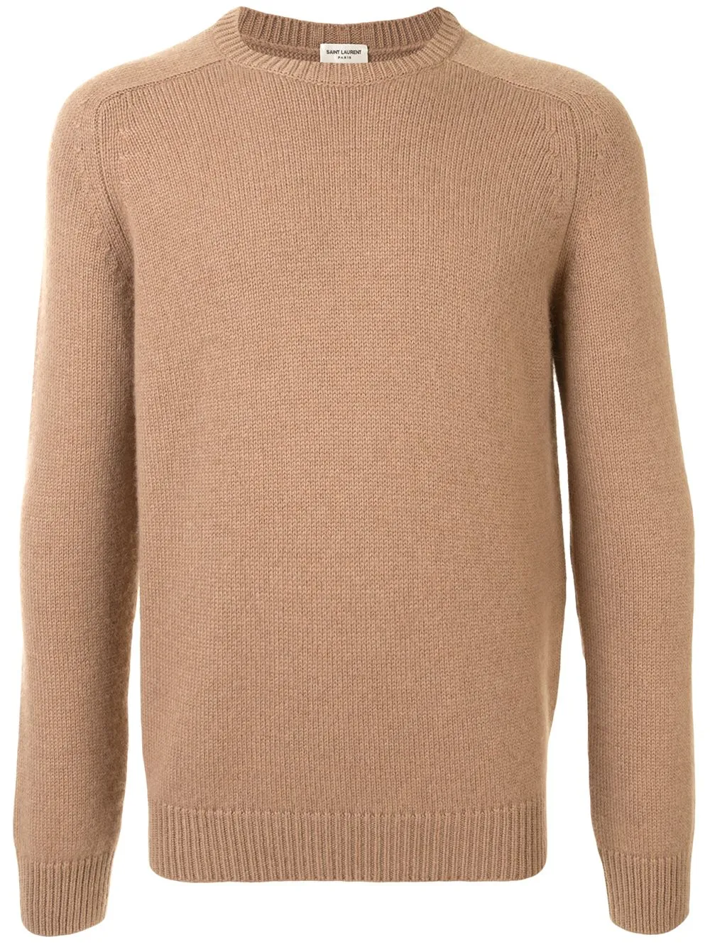 Shop Saint Laurent Crew Neck Jumper In 2611 -camel