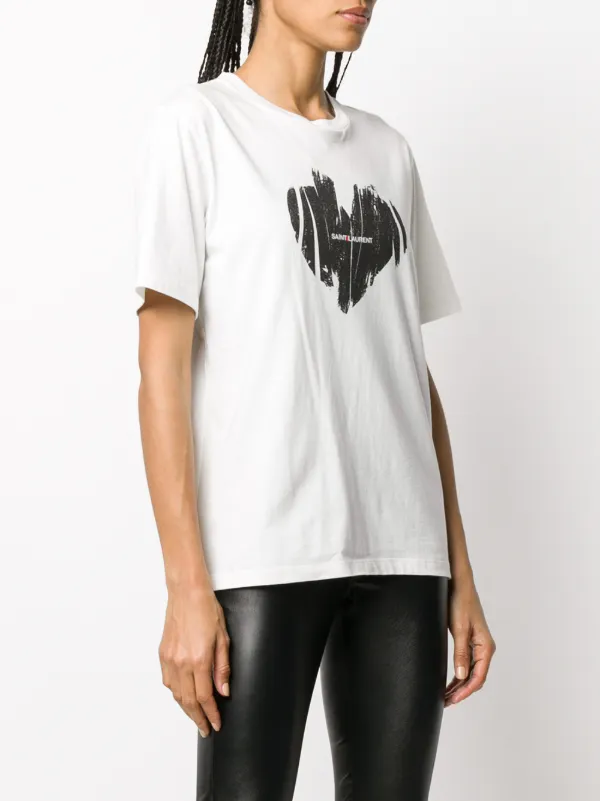 Saint Laurent Heart Logo Print T-shirt - Farfetch