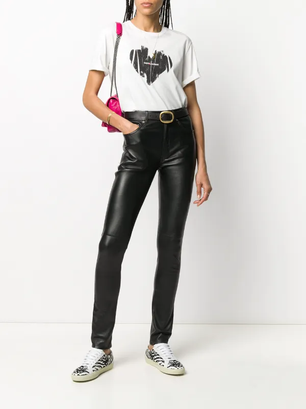 Saint Laurent Heart Logo Print T-shirt - Farfetch