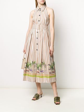 striped backless shirtdress展示图