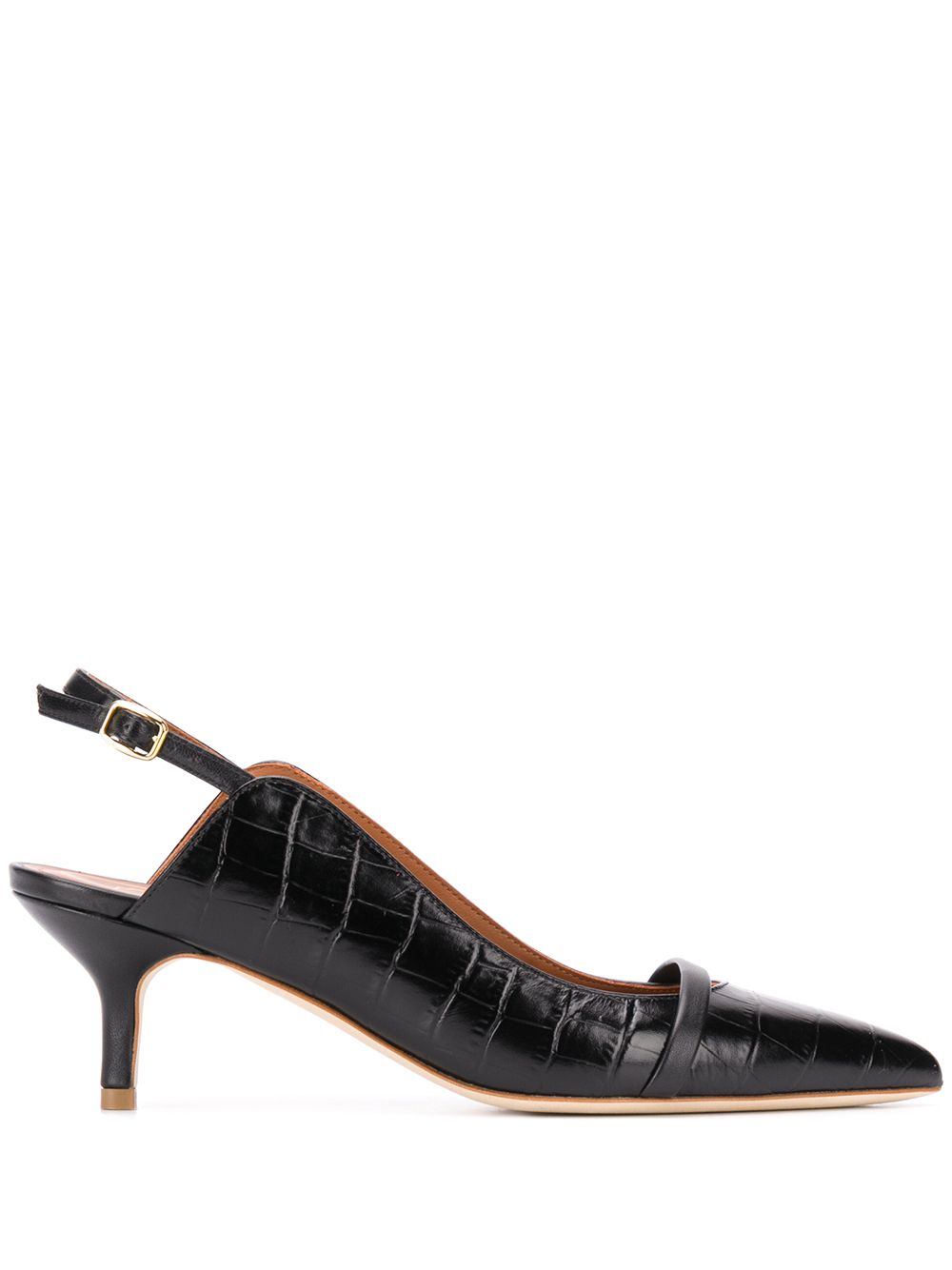 Malone Souliers Marion 45mm Crocodile-effect Pumps In Black