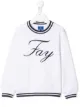 Image 1 of Fay Kids logo embroidered stripe detail sweatshirt