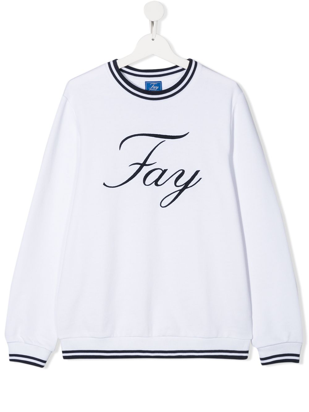 Fay Teen Logo-embroidered Long Sleeves T-shirt In White