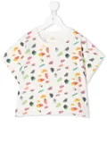 Andorine geometric print boxy-fit T-shirt - White