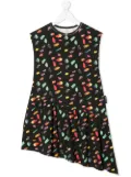 Andorine geometric-print asymmetric dress - Black