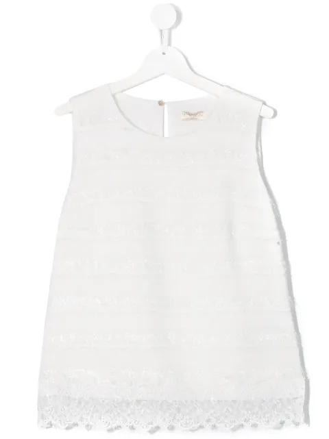 Monnalisa TEEN lace trim vest top