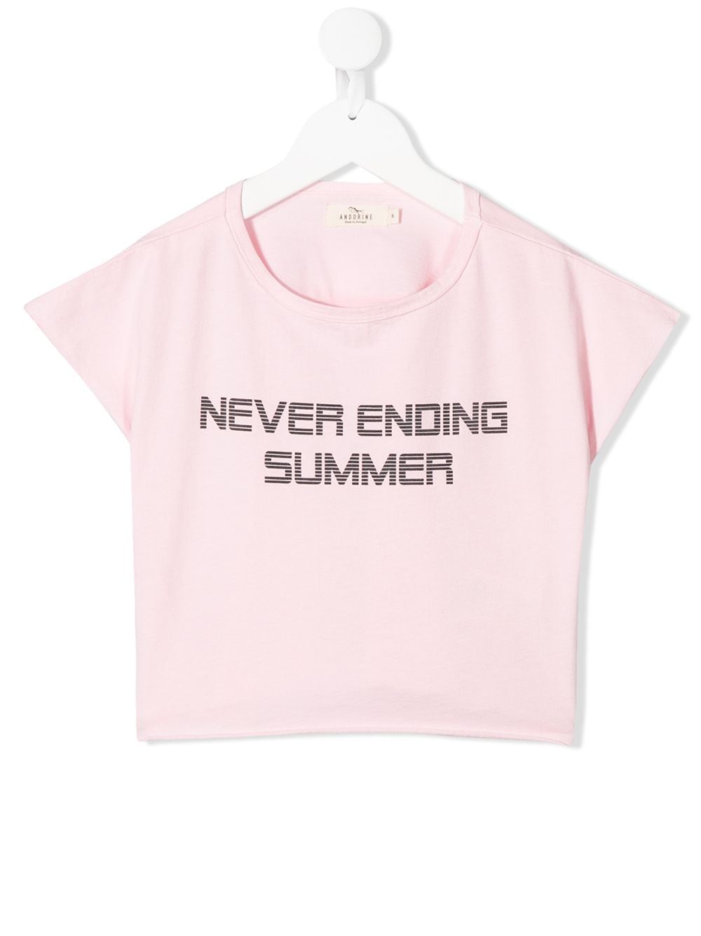 Shop Andorine Slogan-print Cropped T-shirt In Pink