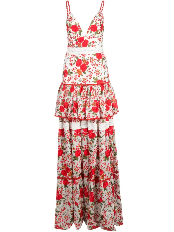 white and red maxi dress