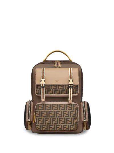 FF motif multi-pocket nylon backpack 