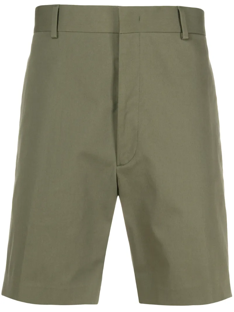 Fendi Stretch Cotton Bermuda Shorts In Green