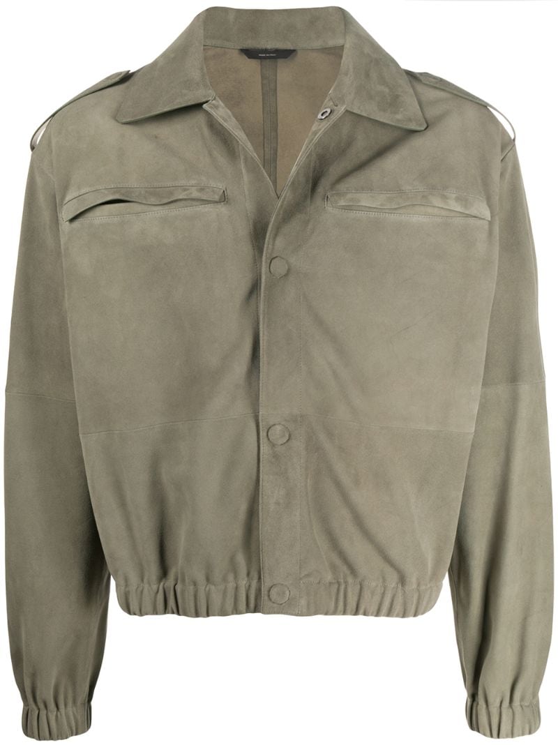 Shop Fendi Boxy Cropped Jacket In Green