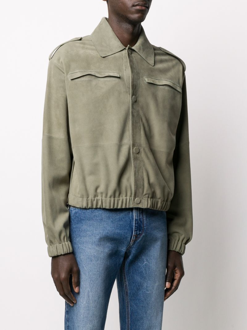 Shop Fendi Boxy Cropped Jacket In Green