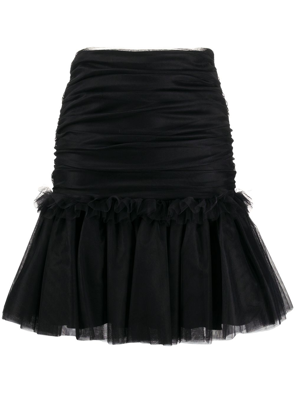 Shop Brognano Tulle Ruffled-hem Skirt In Black