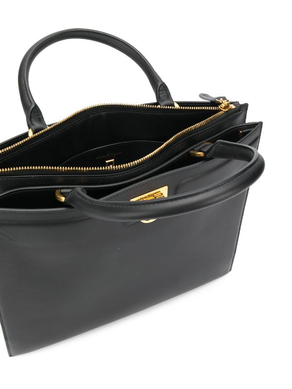 black structured tote