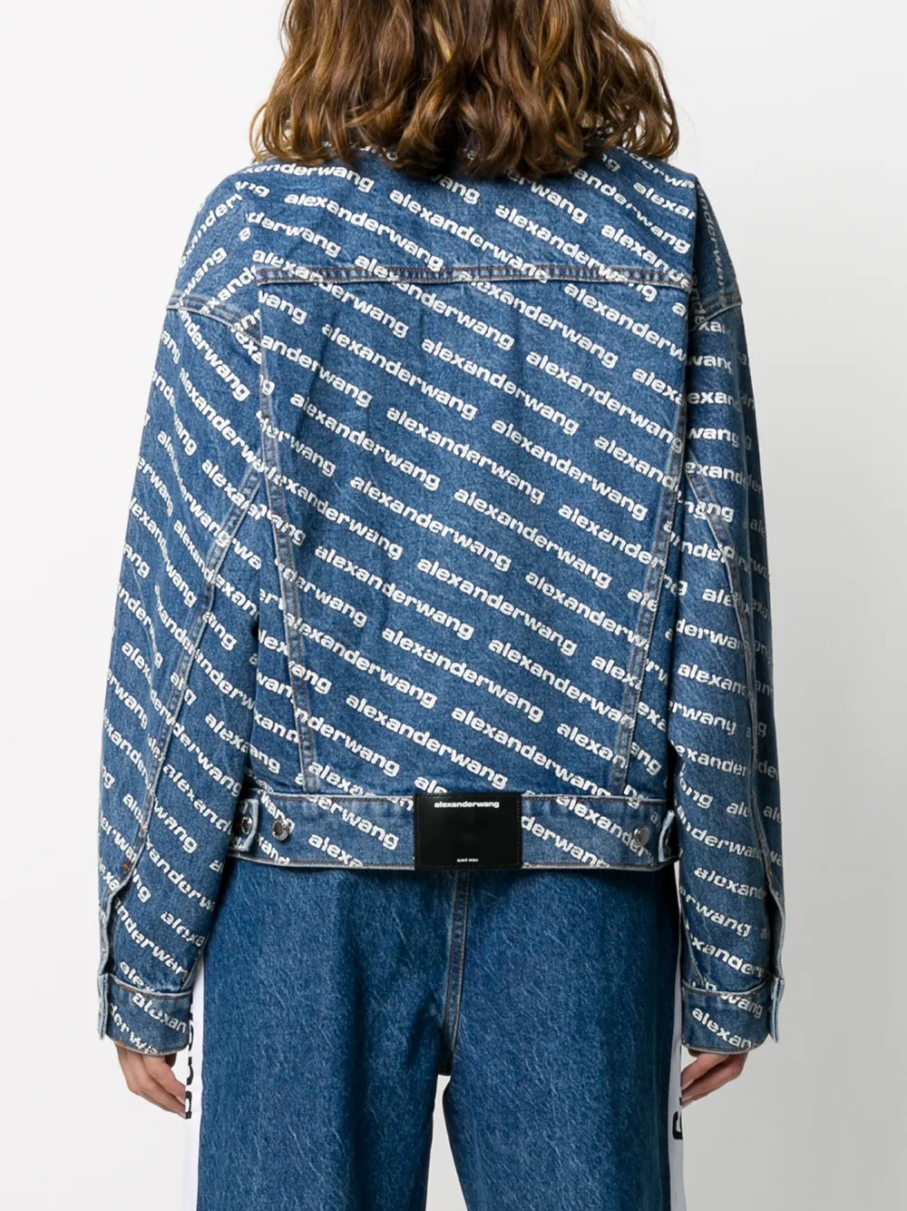 Shop Alexander Wang Logo Print Denim Jacket In Blue