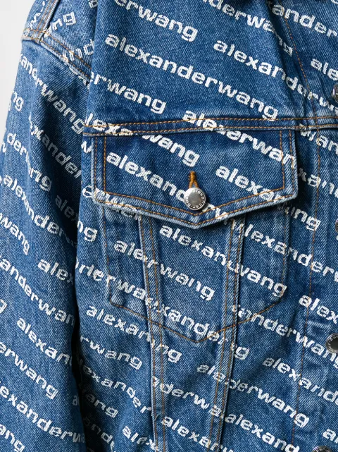 alexander wang logo print denim jacket