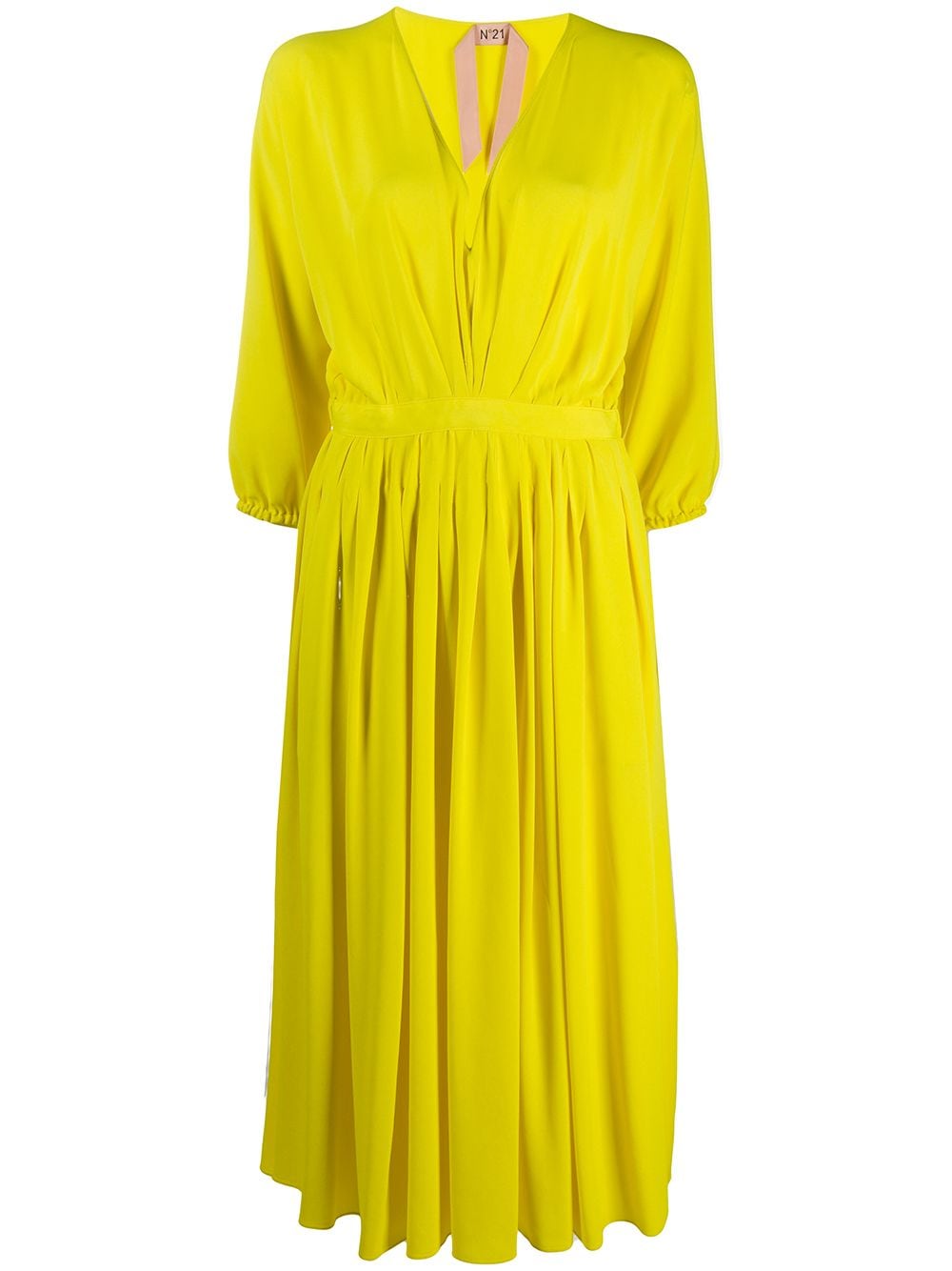 N°21 V-NECK FLARED MIDI DRESS 