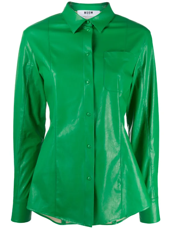 green leather shirt