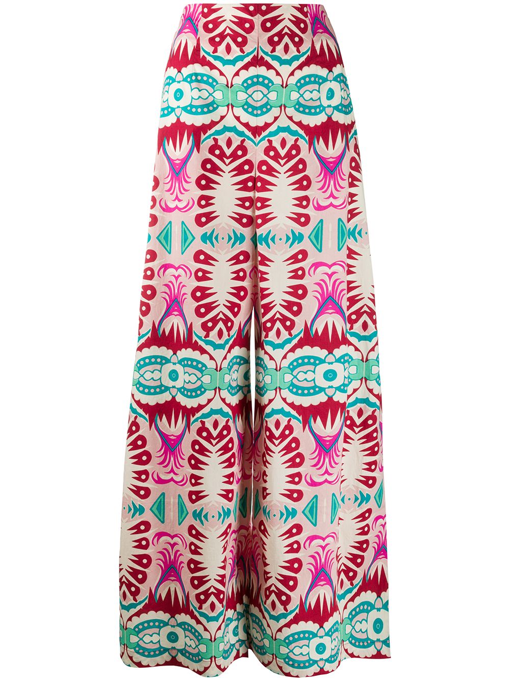 Le Sirenuse Geometric Print Palazzo Trousers In Pink