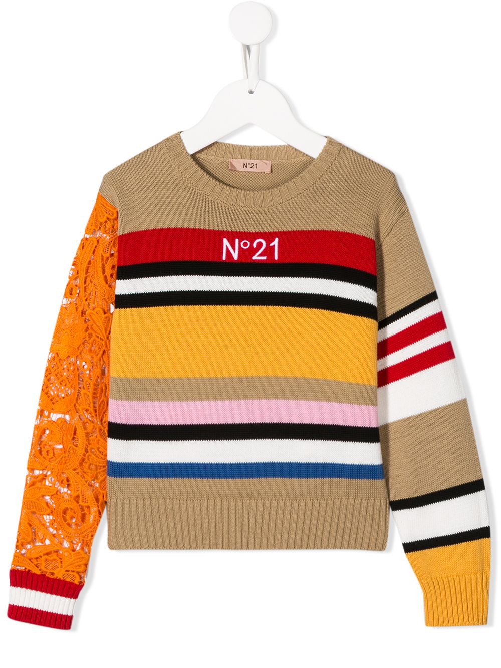 фото Nº21 kids floral lace sleeve striped jumper