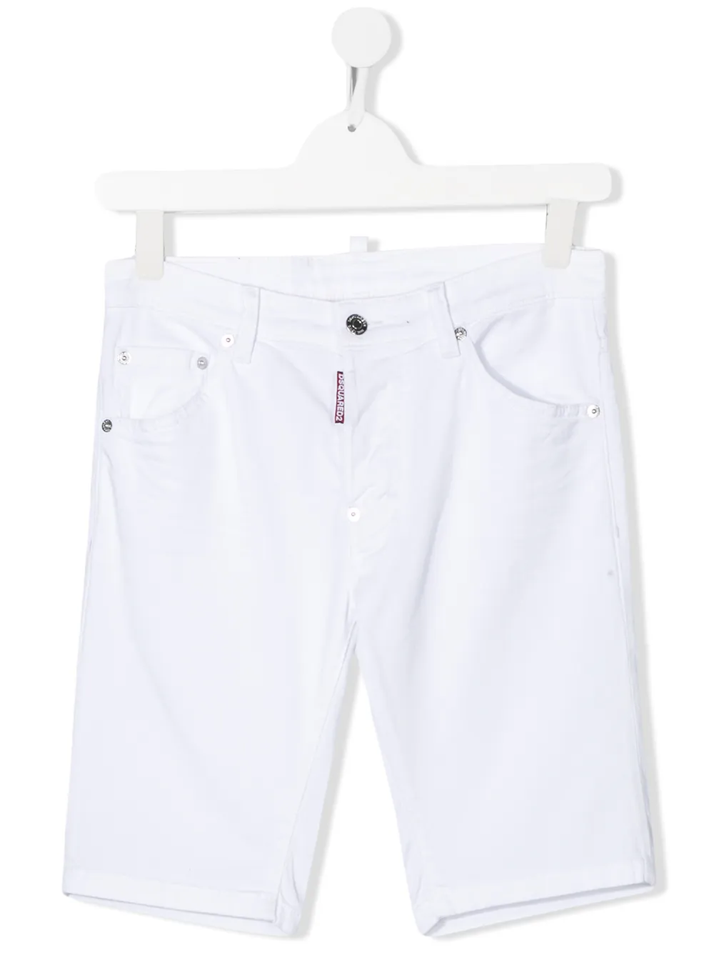 Dsquared2 Rear Logo Patch Denim Shorts In White