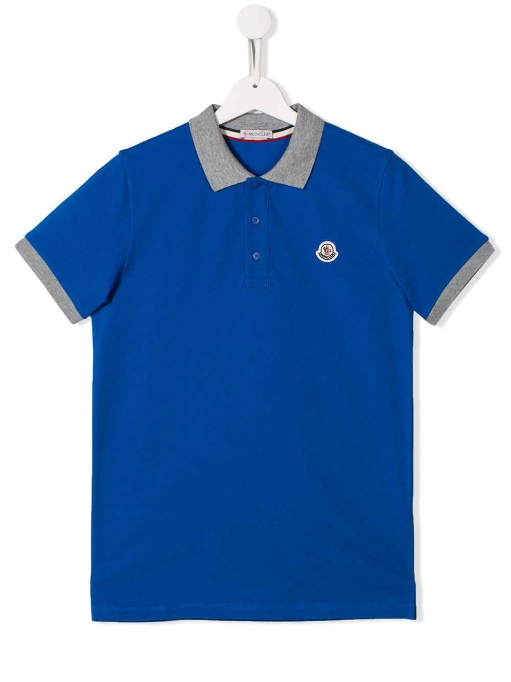 Moncler Kids' Contrast Collar Polo Shirt In Blue