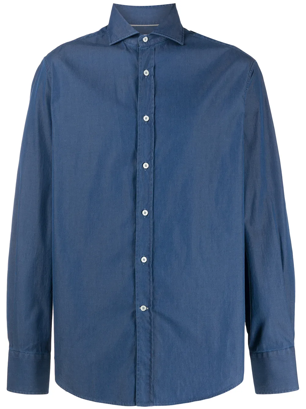 

Brunello Cucinelli spread-collar chambray shirt - Blue