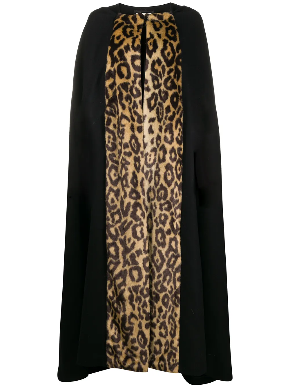 Pre-owned Dries Van Noten 2017 Leopard-print Panel Cape In Black