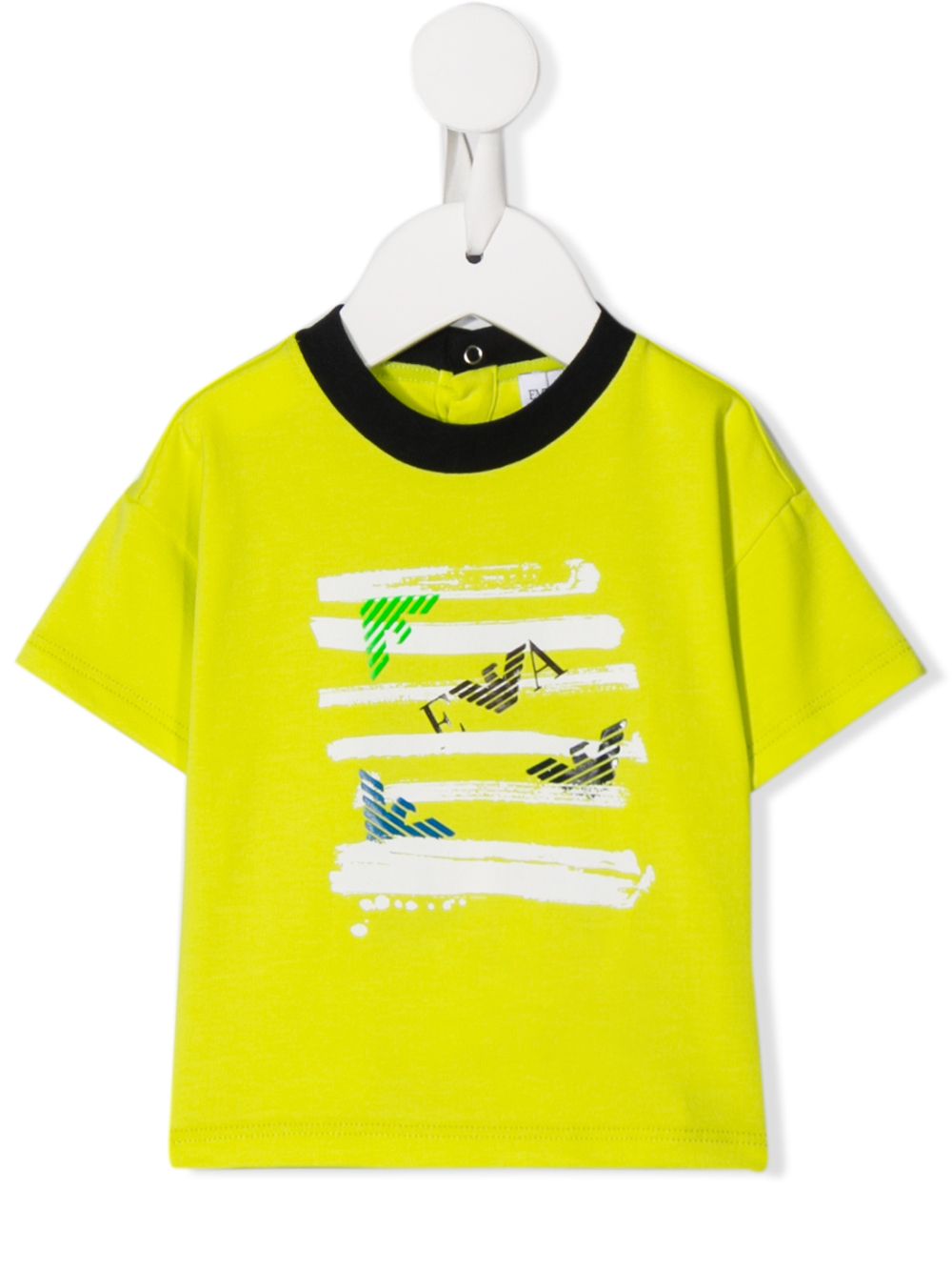 Shop Emporio Armani Short Sleeve Painted Logo Effect T-shirt In Yellow