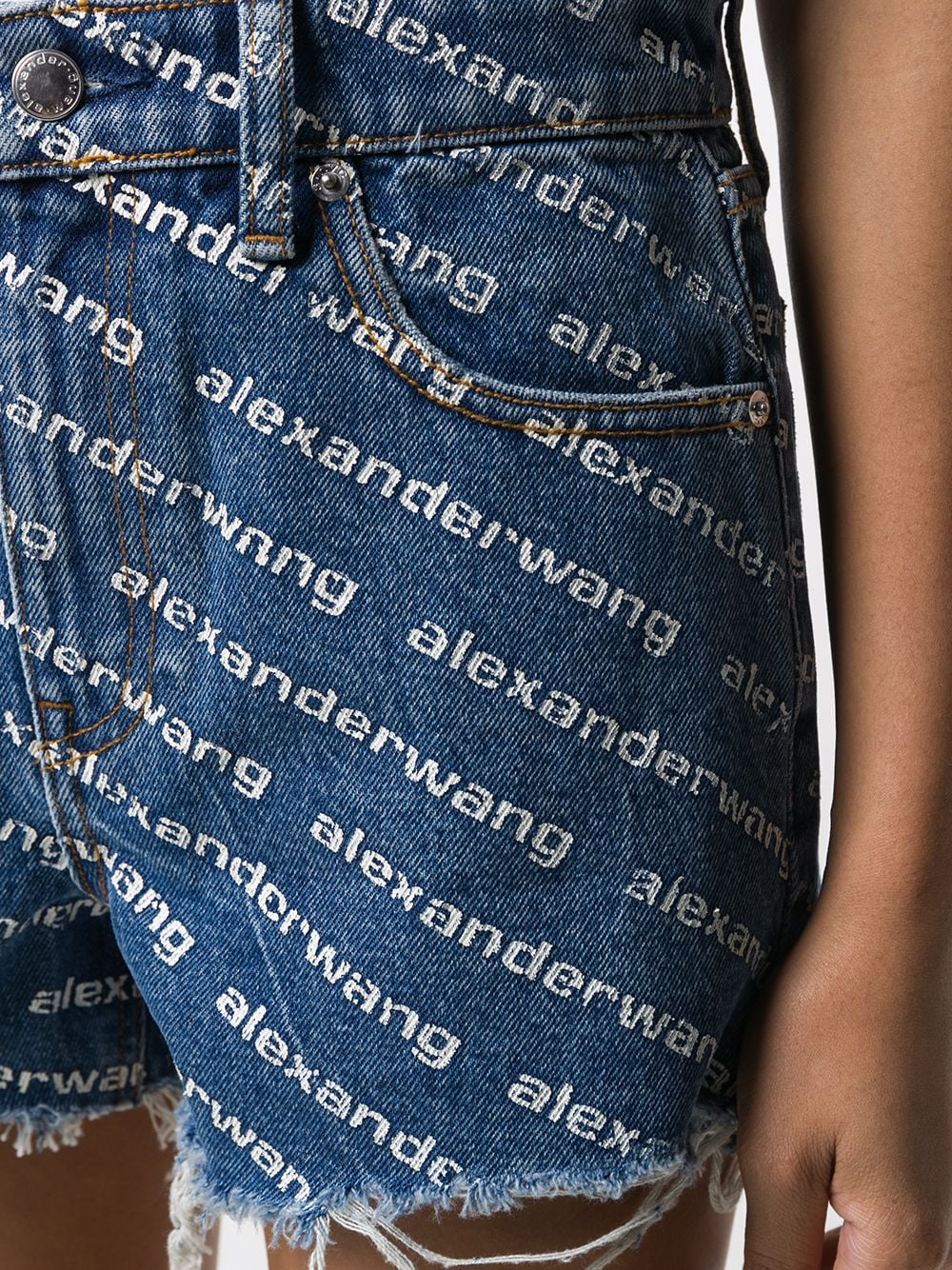 фото Alexander wang monogram denim shorts