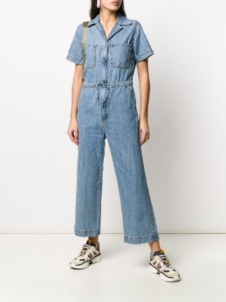 denim straight-leg jumpsuit展示图