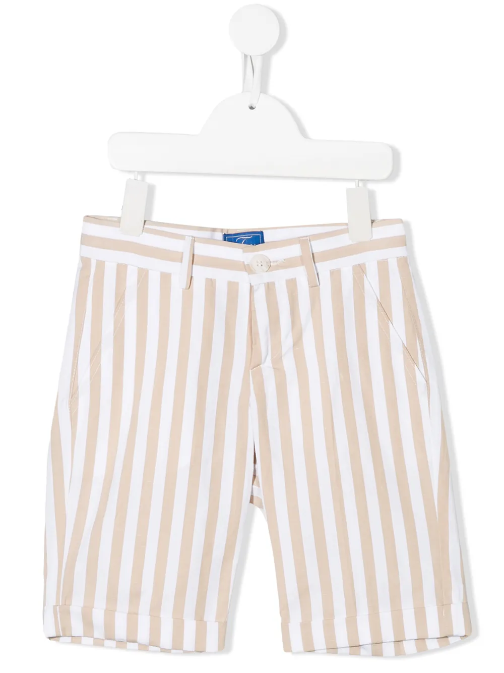 Fay Kids' Striped Straight-leg Shorts In Neutrals