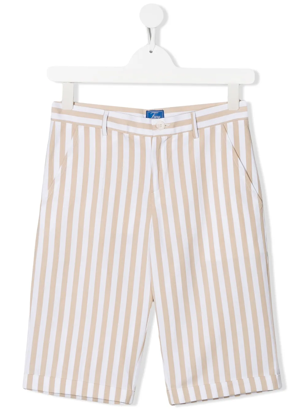 Fay Teen Striped Straight-leg Shorts In Neutrals