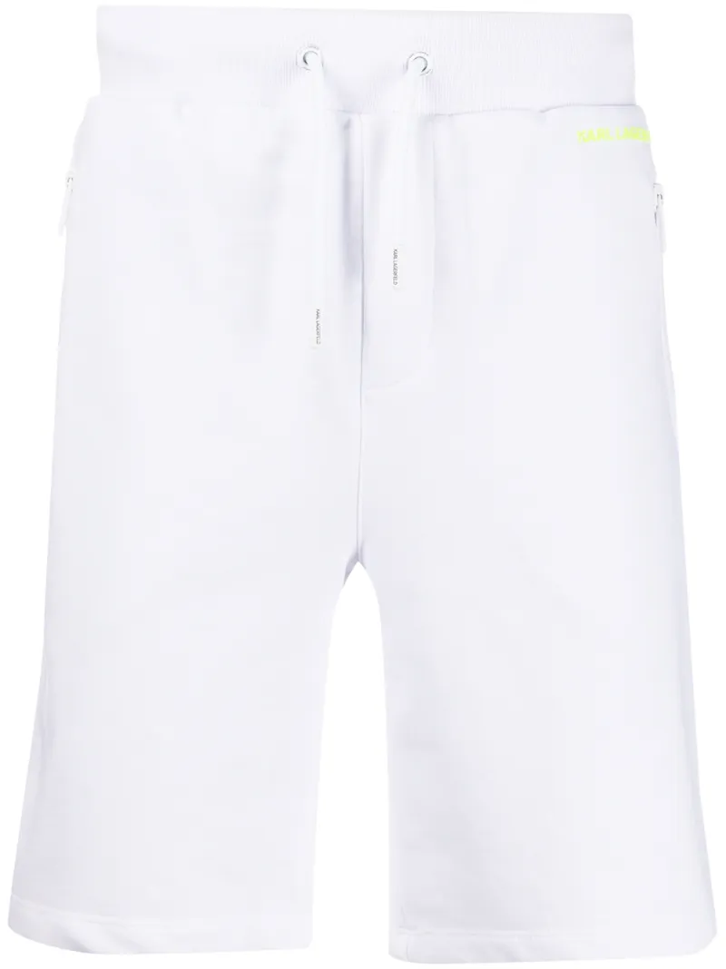 Karl Lagerfeld Logo Print Track Shorts In White