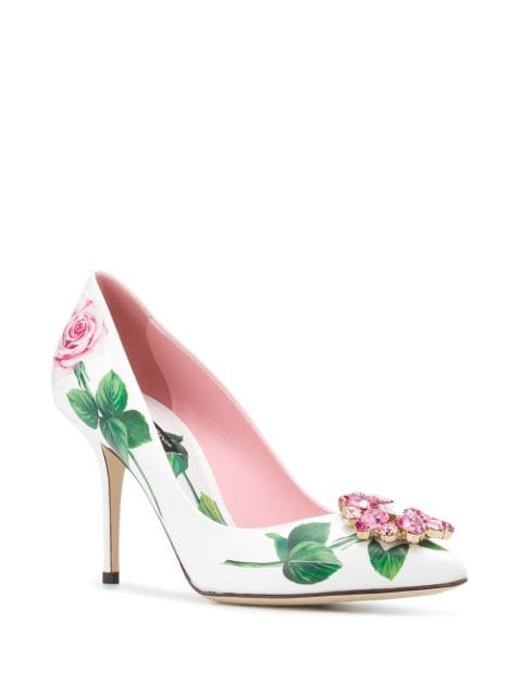 dolce and gabbana tropical embellished heels