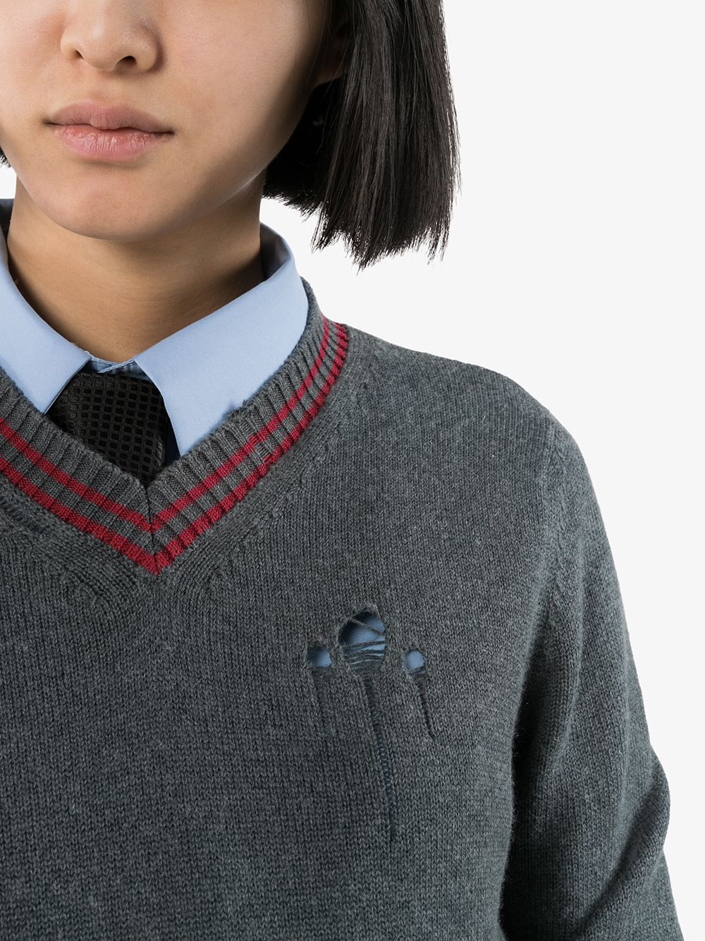 фото Maison margiela свитер с контрастными полосками и эффектом потертости