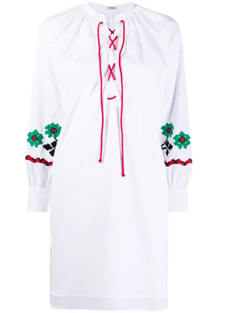 Miu Miu drawstring floral embroidered tunic