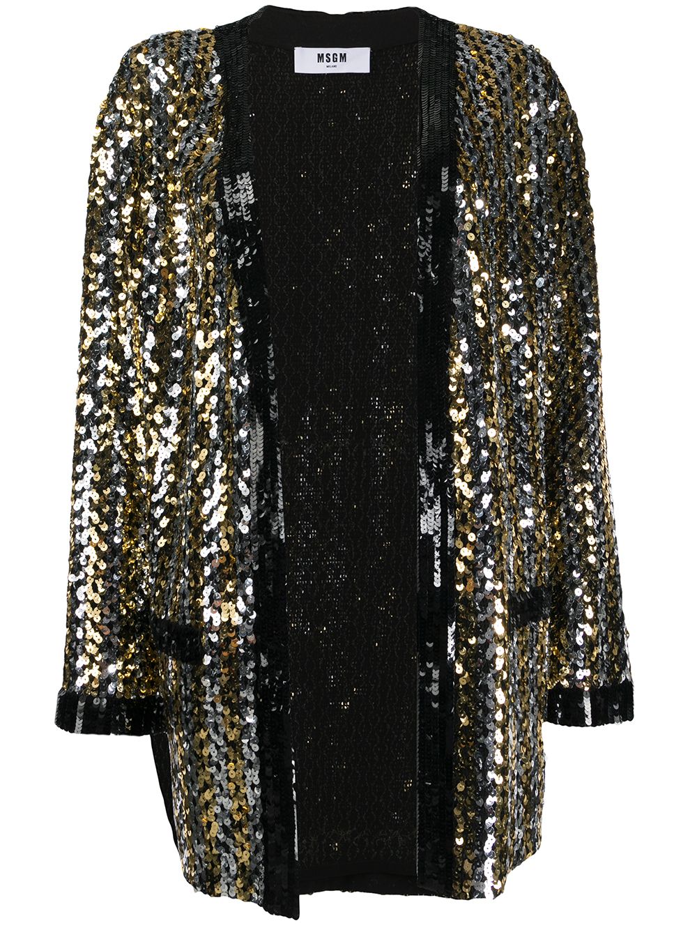 Msgm Longline Sequin Kimono Jacket In Gold