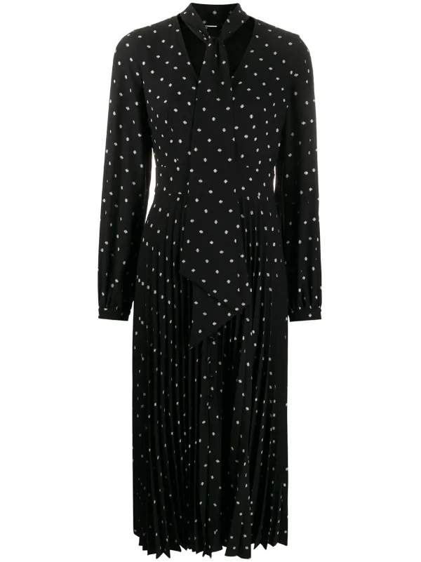 black midi polka dot dress