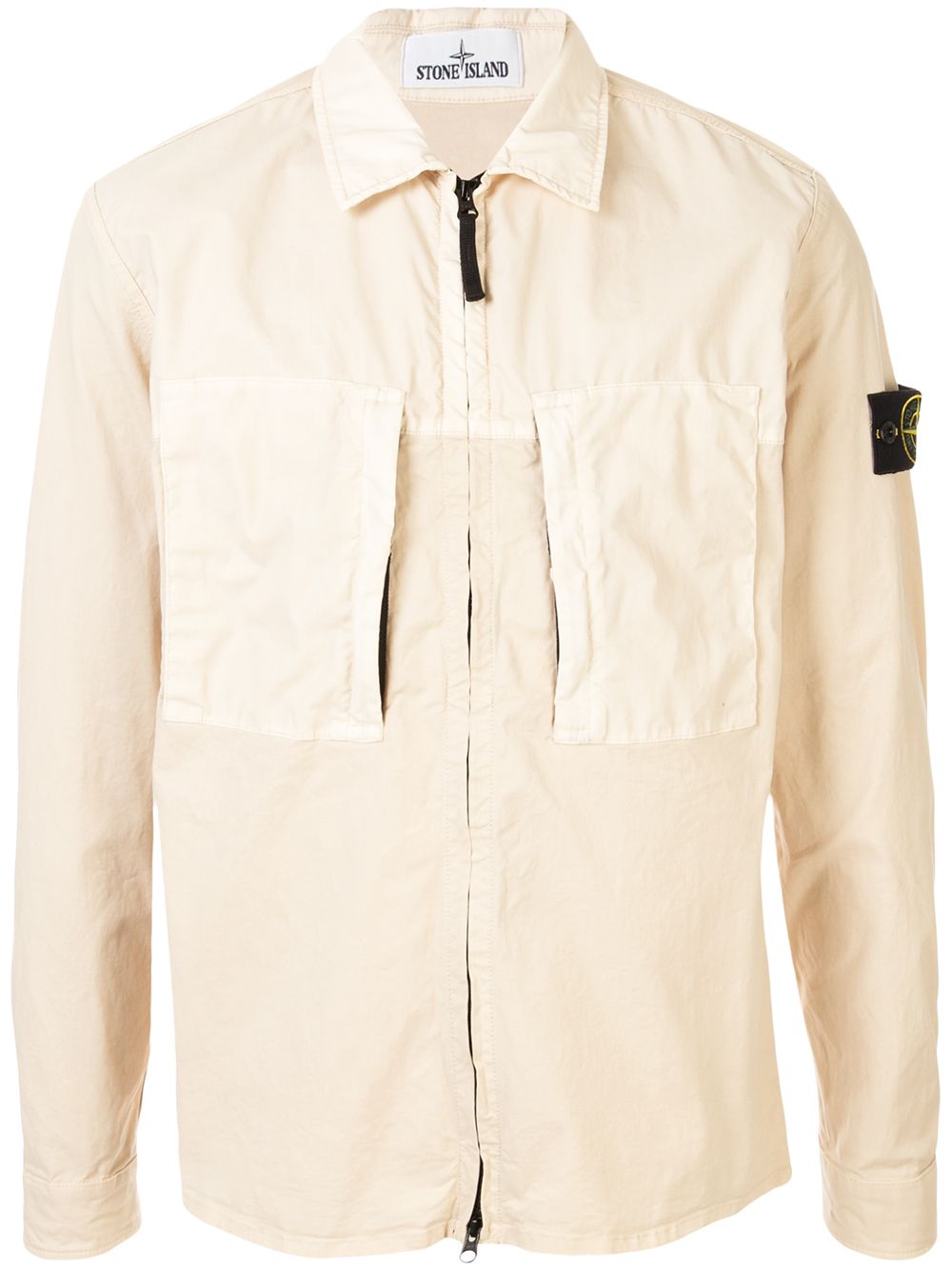 Stone Island Logo Patch Shirt Jacket In Neutrals